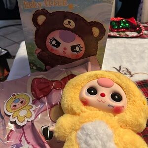 Yellow Plush Doll with Bear Costume